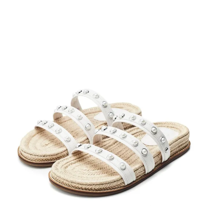 Slider Sandals Women Moda In Pelle Orilla White Porvair