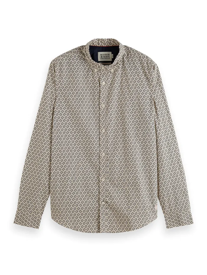 Slim Fit Ditsy Aop Shirt Parchment Geo Flower Men Scotch and Soda Shirts