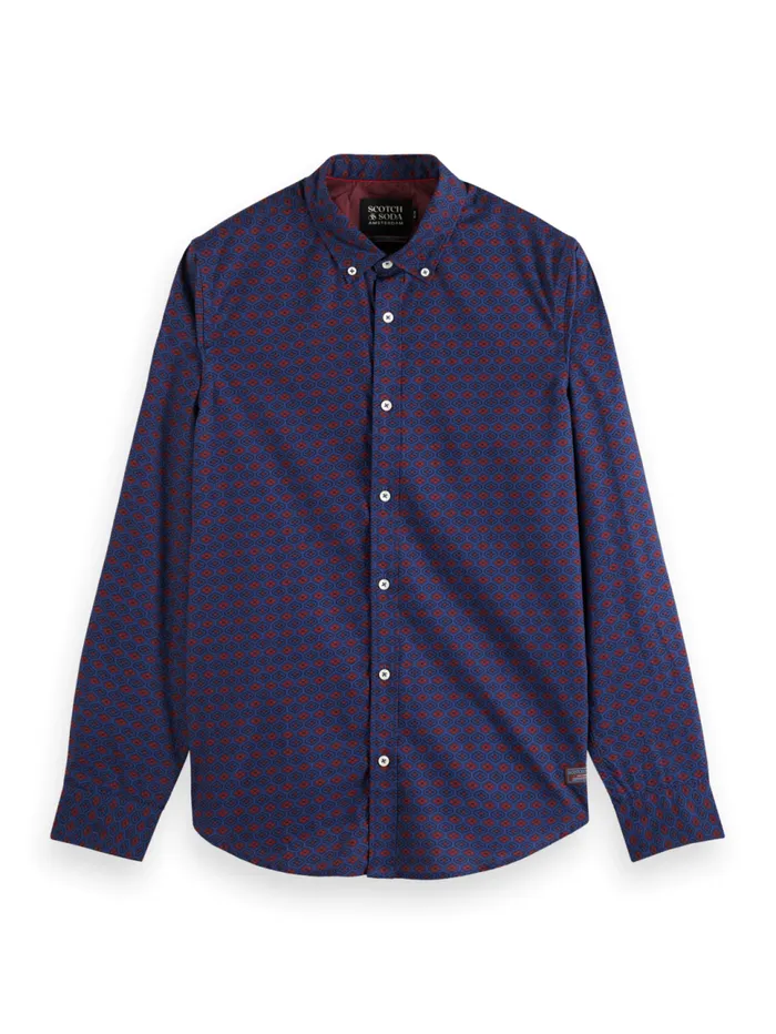 Slim Fit Ditsy Aop Shirt Parchment Geo Flower Men Scotch and Soda Shirts