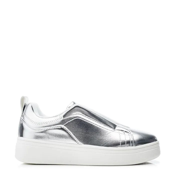 SlipOn Trainers Women Moda In Pelle Adaline Silver Porvair