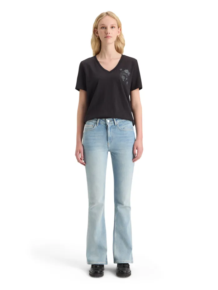 SLUB VNECK REGULAR FIT TSHIRT Evening Black Women Scotch and Soda Tops and TShirts