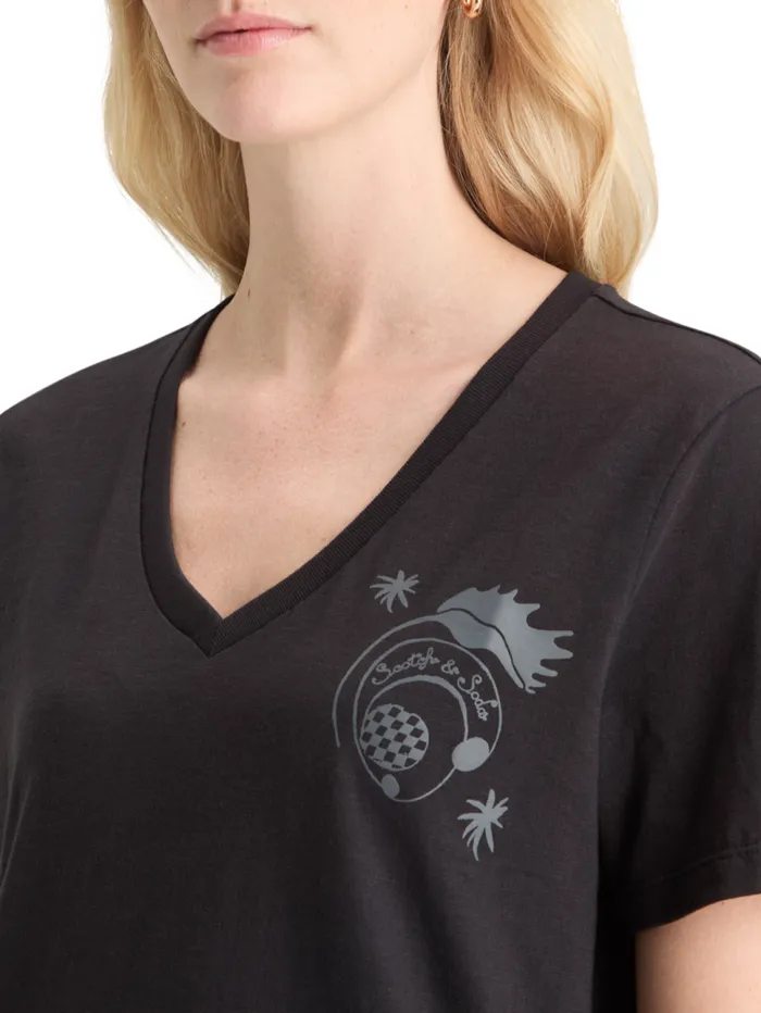 SLUB VNECK REGULAR FIT TSHIRT Evening Black Women Scotch and Soda Tops and TShirts SLUB VNECK REGULAR FIT TSHIRT Evening Black Women Scotch and Soda Tops and TShirts