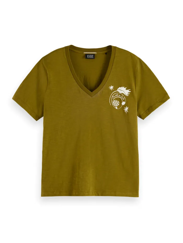 SLUB VNECK REGULAR FIT TSHIRT Evening Black Women Scotch and Soda Tops and TShirts SLUB VNECK REGULAR FIT TSHIRT Evening Black Women Scotch and Soda Tops and TShirts