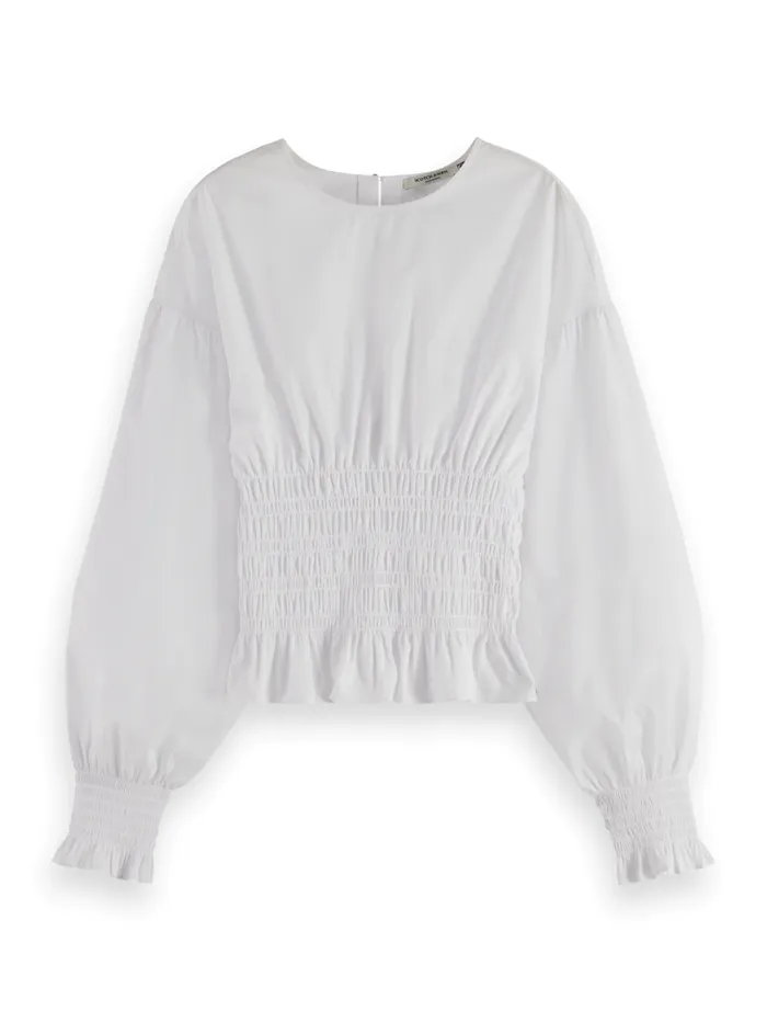 SMOCKED TOP White Women Scotch and Soda Blouses and Shirts