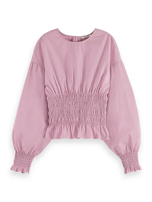 SMOCKED TOP White Women Scotch and Soda Blouses and Shirts