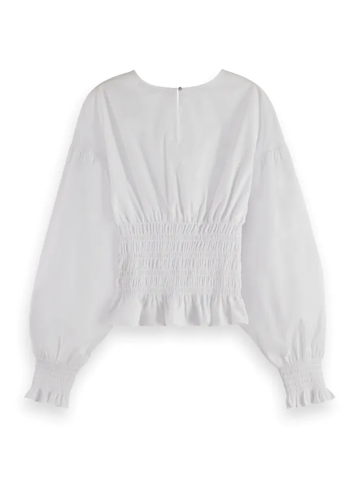 SMOCKED TOP White Women Scotch and Soda Blouses and Shirts