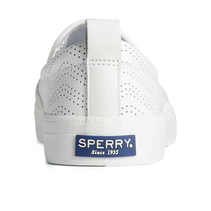 Sneakers Women Sperry Crest Twin Gore Perforated Leather Slip On Sneaker White
