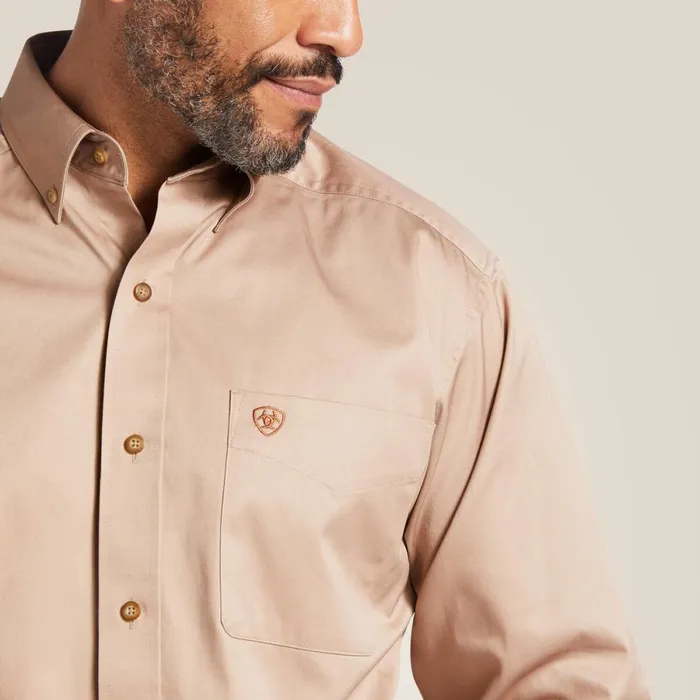 Solid Twill Classic Fit Shirt Khaki Men Ariat Button Down Shirts Solid Twill Classic Fit Shirt Khaki Men Ariat Button Down Shirts