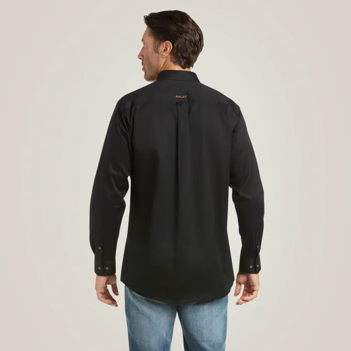 Solid Twill Fitted Shirt Black Men Ariat Button Down Shirts Solid Twill Fitted Shirt Black Men Ariat Button Down Shirts