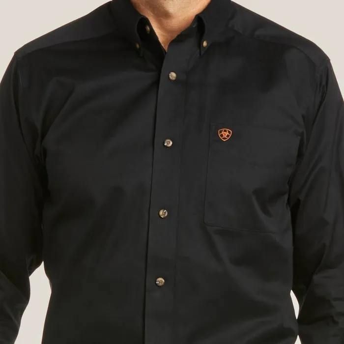 Solid Twill Fitted Shirt Black Men Ariat Button Down Shirts Solid Twill Fitted Shirt Black Men Ariat Button Down Shirts
