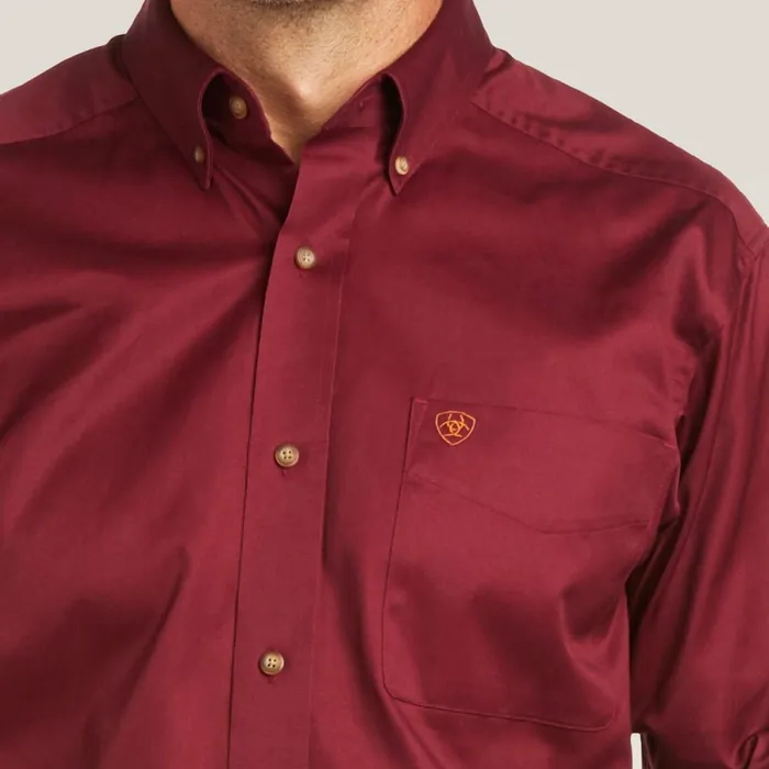 Solid Twill Fitted Shirt Burgundy Men Ariat Button Down Shirts Solid Twill Fitted Shirt Burgundy Men Ariat Button Down Shirts