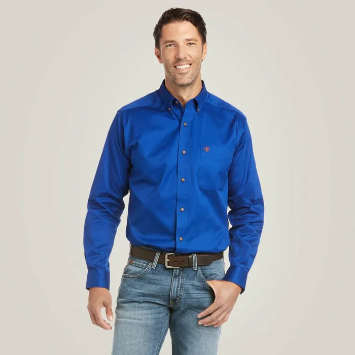 Solid Twill Fitted Shirt Ultramarine Men Ariat Button Down Shirts