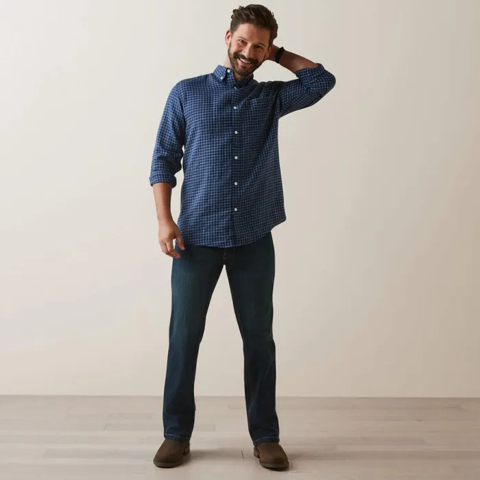Sonoma Shirt Navy Tattersal Men Ariat Button Down Shirts