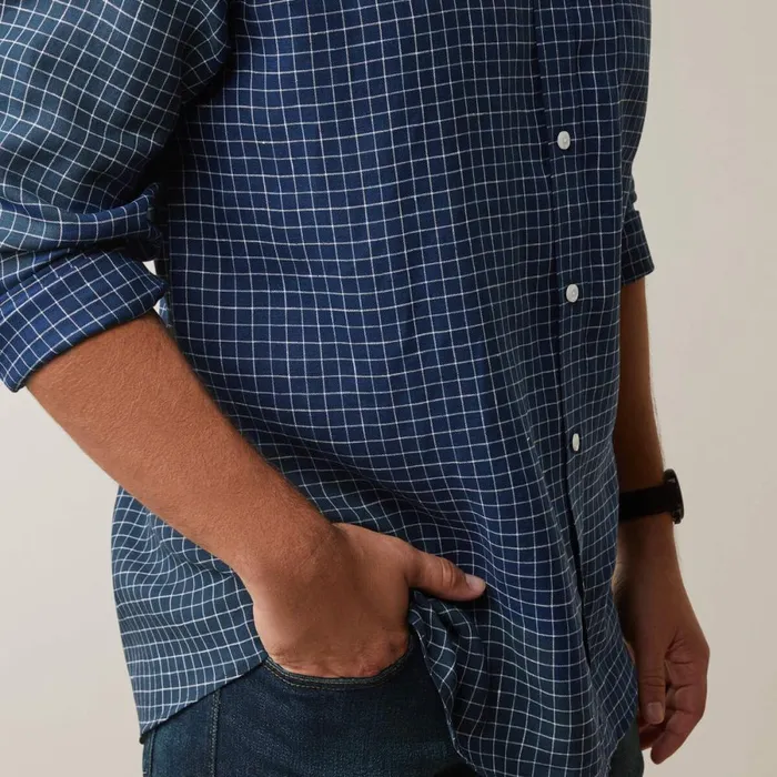 Sonoma Shirt Navy Tattersal Men Ariat Button Down Shirts