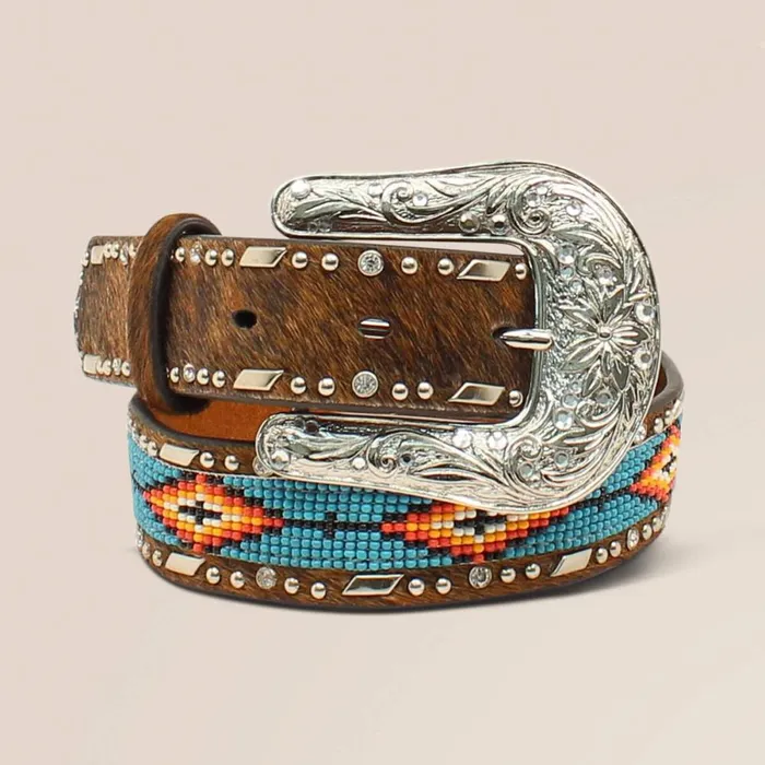 Southwest Beaded HairOn Belt Brown Kids Ariat Belts