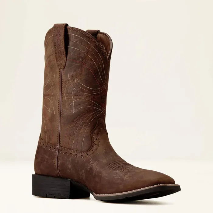 Sport Wide Square Toe Cowboy Boot Distressed Brown Men Ariat Western Boots Sport Wide Square Toe Cowboy Boot Distressed Brown Men Ariat Western Boots
