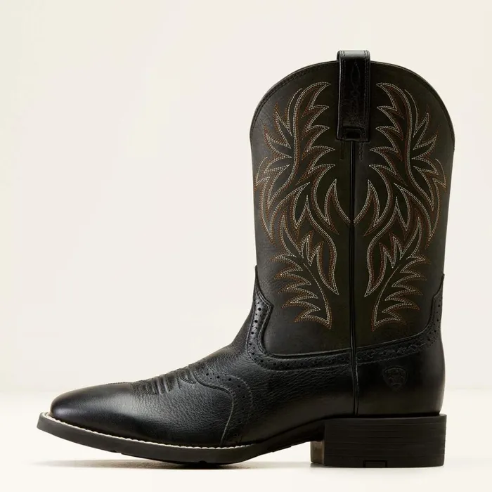 Sport Wide Square Toe Western Boot Black Deertan Men Ariat Western Boots Sport Wide Square Toe Western Boot Black Deertan Men Ariat Western Boots