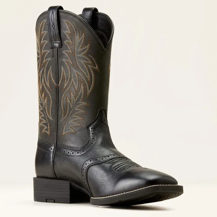 Sport Wide Square Toe Western Boot Black Deertan Men Ariat Western Boots Sport Wide Square Toe Western Boot Black Deertan Men Ariat Western Boots
