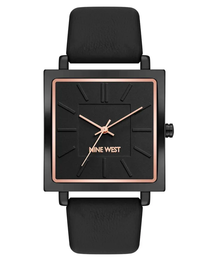 Square Case Strap Watch Black Women Nine West Straps