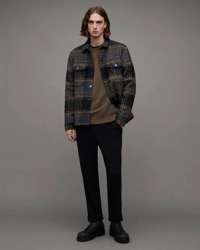Statten Ramskull Crew Neck Sweater Ash Khaki Green Men AllSaints Sweaters