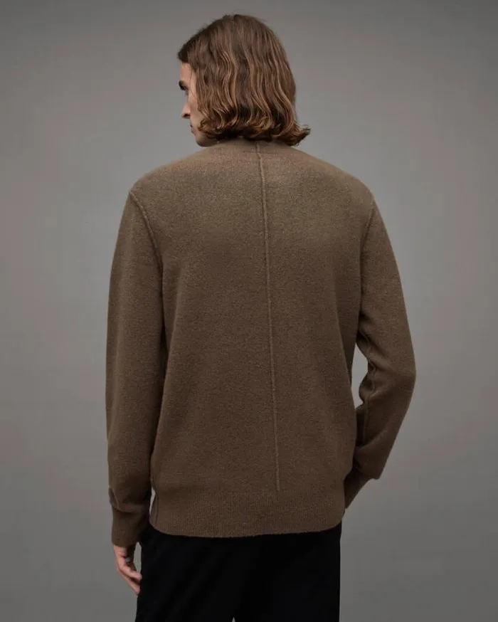 Statten Ramskull Crew Neck Sweater Ash Khaki Green Men AllSaints Sweaters