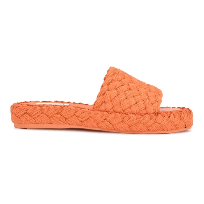 Stef Woven Slide Sandals Orange Women Nine West Low Heel