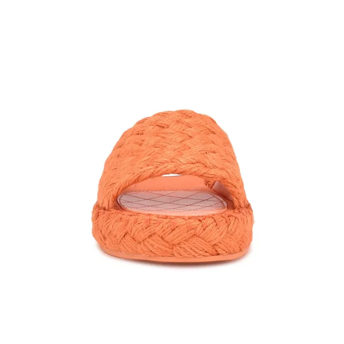 Stef Woven Slide Sandals Orange Women Nine West Low Heel Stef Woven Slide Sandals Orange Women Nine West Low Heel
