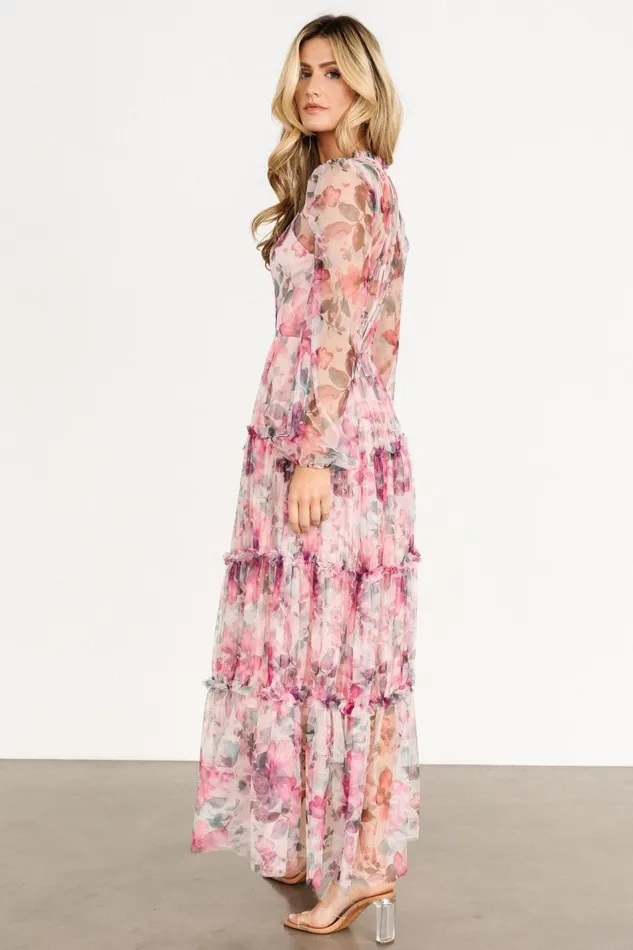 Stephanie Tiered Maxi Dress Mauve Floral Women Baltic Born Tulle Styles