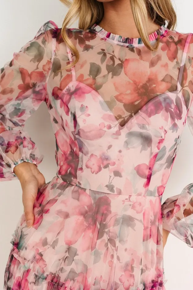Stephanie Tiered Maxi Dress Mauve Floral Women Baltic Born Tulle Styles