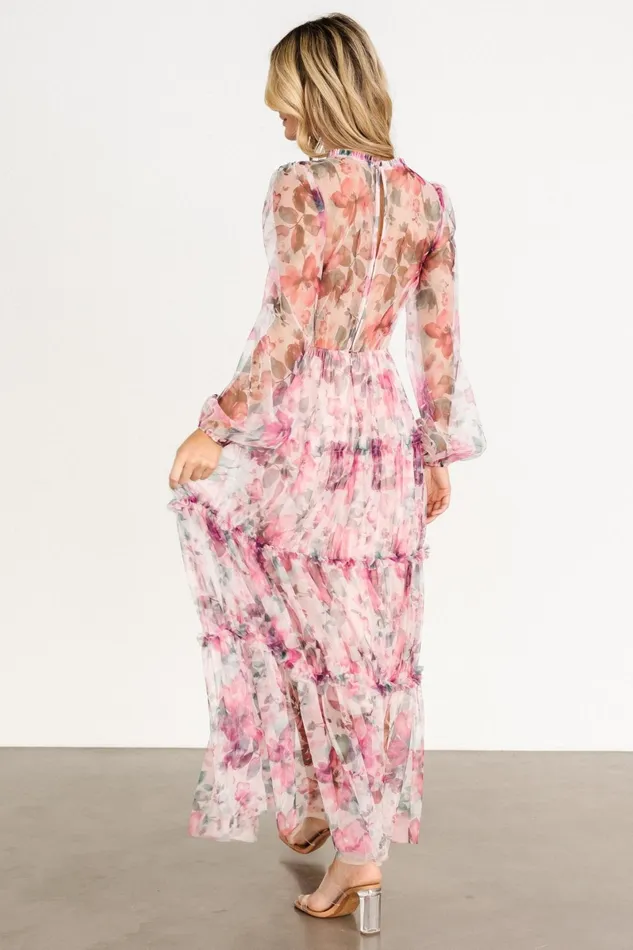 Stephanie Tiered Maxi Dress Mauve Floral Women Baltic Born Tulle Styles