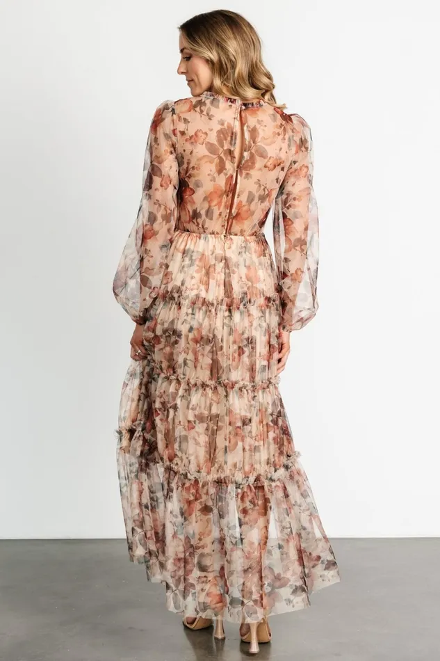Stephanie Tiered Maxi Dress Taupe Floral Women Baltic Born Tulle Styles Stephanie Tiered Maxi Dress Taupe Floral Women Baltic Born Tulle Styles