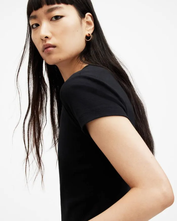 Stevie Slim Fit Short Sleeve TShirt Black Women AllSaints TShirts
