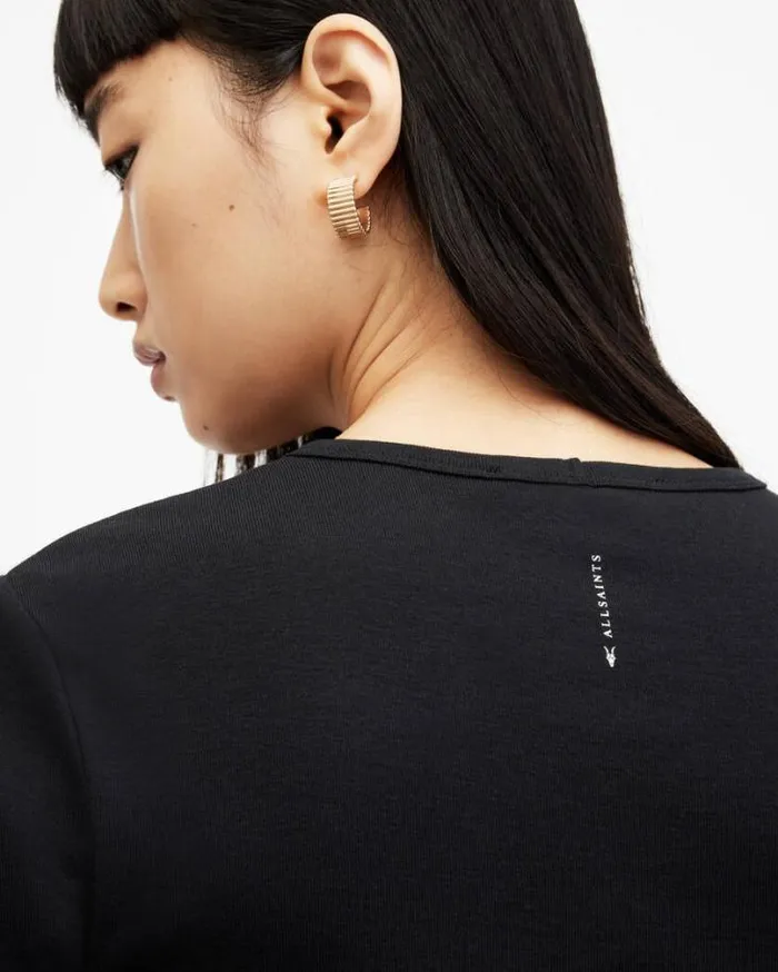 Stevie Slim Fit Short Sleeve TShirt Black Women AllSaints TShirts