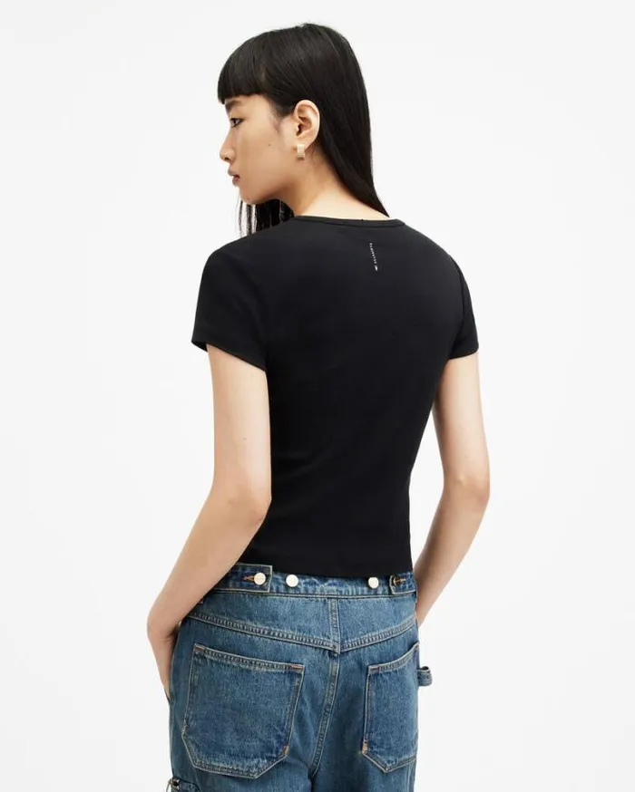 Stevie Slim Fit Short Sleeve TShirt Black Women AllSaints TShirts