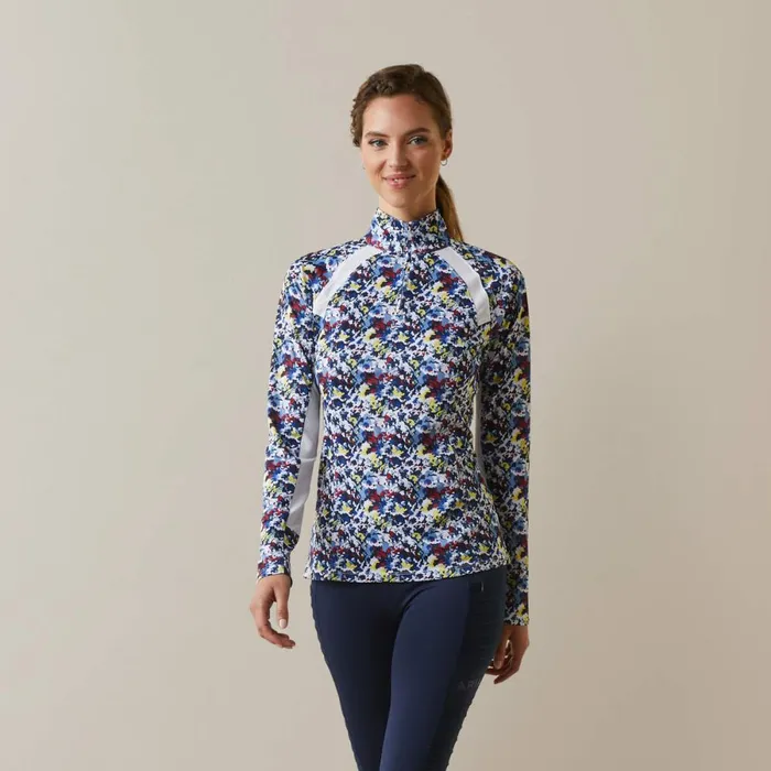 Sunstopper 20 14 Zip Baselayer Blue Camo Floral Women Ariat TShirts and Tops