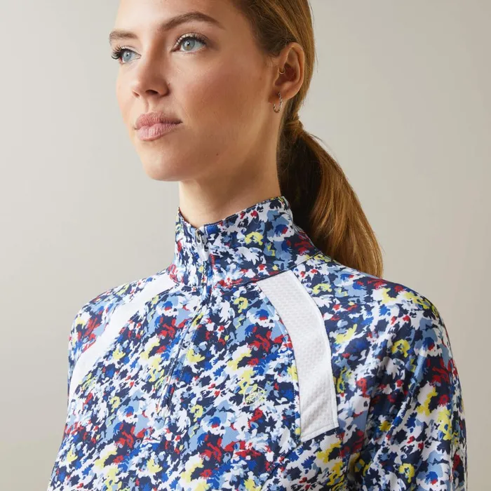 Sunstopper 20 14 Zip Baselayer Blue Camo Floral Women Ariat TShirts and Tops