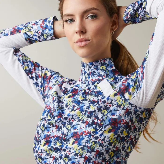 Sunstopper 20 14 Zip Baselayer Blue Camo Floral Women Ariat TShirts and Tops