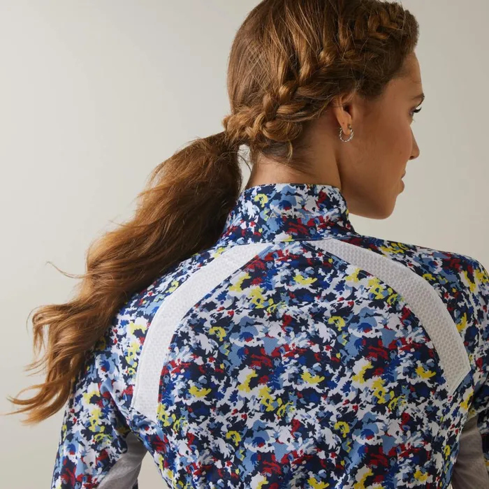 Sunstopper 20 14 Zip Baselayer Blue Camo Floral Women Ariat TShirts and Tops