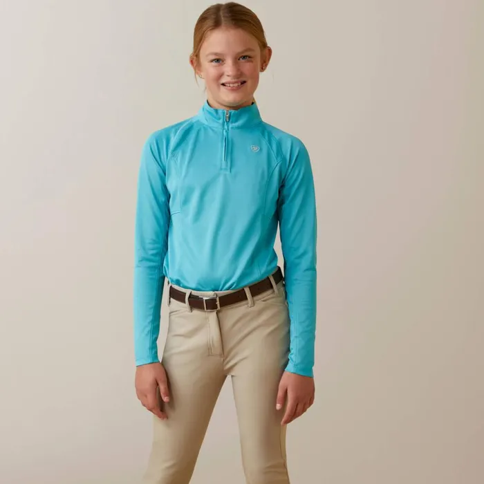 Sunstopper 20 14 Zip Baselayer Maui Blue Kids Ariat English Riding Clothing