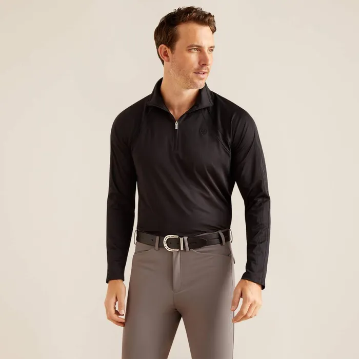 Sunstopper 30 14 Zip Baselayer Black Men Ariat TShirts and Polos