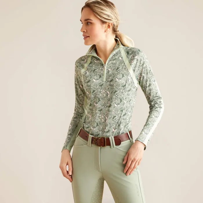Sunstopper 30 14 Zip Baselayer Green Baroque Women Ariat TShirts and Tops