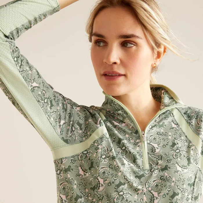 Sunstopper 30 14 Zip Baselayer Green Baroque Women Ariat TShirts and Tops
