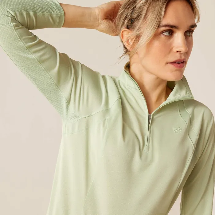 Sunstopper 30 14 Zip Baselayer Laurel Green Women Ariat TShirts and Tops Sunstopper 30 14 Zip Baselayer Laurel Green Women Ariat TShirts and Tops