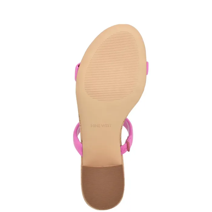 Tae Heeled Slide Sandals Neon Pink Cork Women Nine West Low Heel Tae Heeled Slide Sandals Neon Pink Cork Women Nine West Low Heel