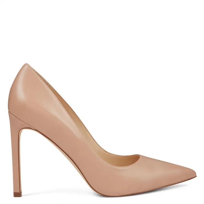 Tatiana Pointy Toe Pumps Barely Nude Leather Women Nine West High