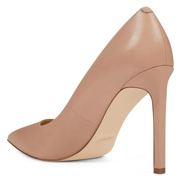 Tatiana Pointy Toe Pumps Barely Nude Leather Women Nine West High
