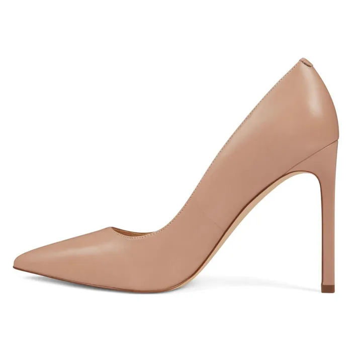 Tatiana Pointy Toe Pumps Barely Nude Leather Women Nine West High