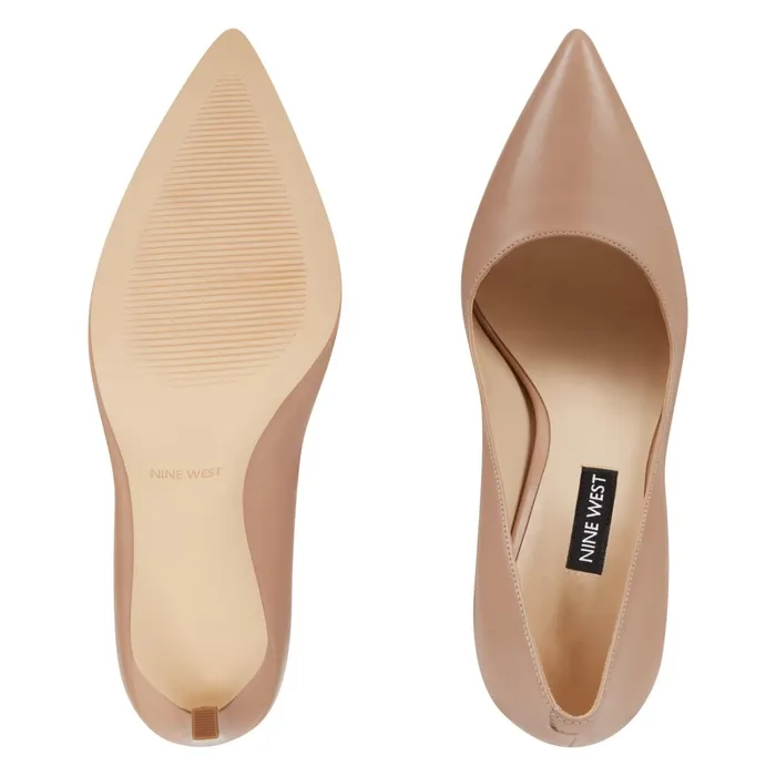 Tatiana Pointy Toe Pumps Barely Nude Leather Women Nine West High