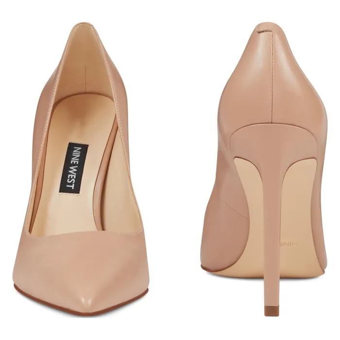 Tatiana Pointy Toe Pumps Barely Nude Leather Women Nine West Pumps
