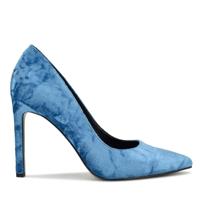 Tatiana Pointy Toe Pumps Blue Velvet Women Nine West Pumps